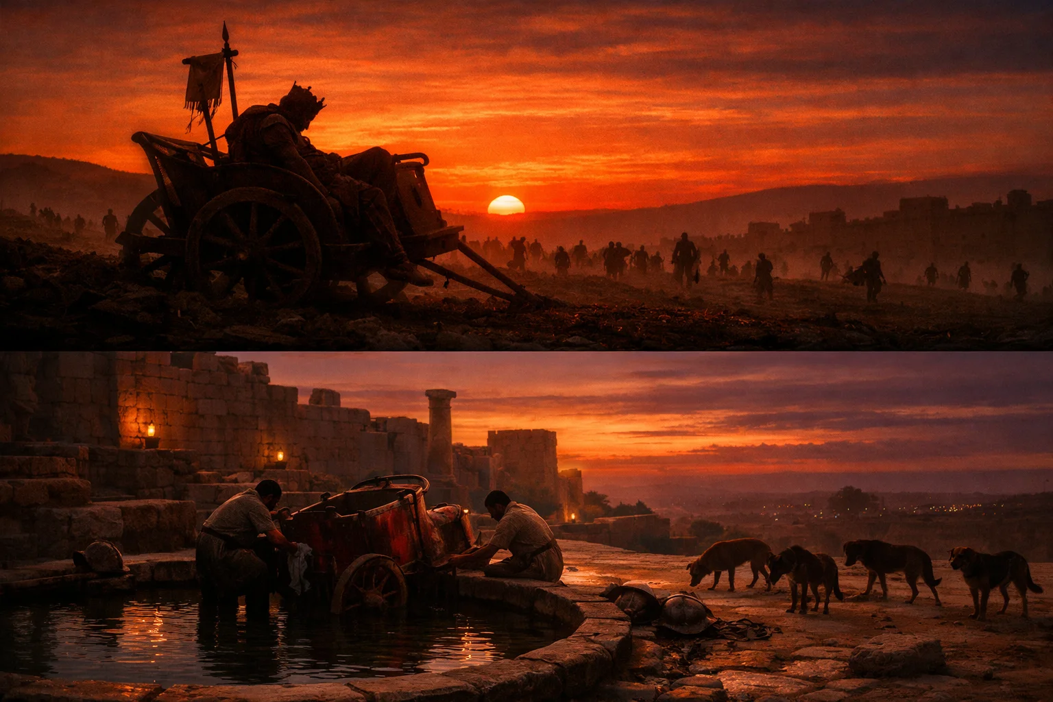 Sunset, Scattered Israel, and the Blood-Washed Chariot