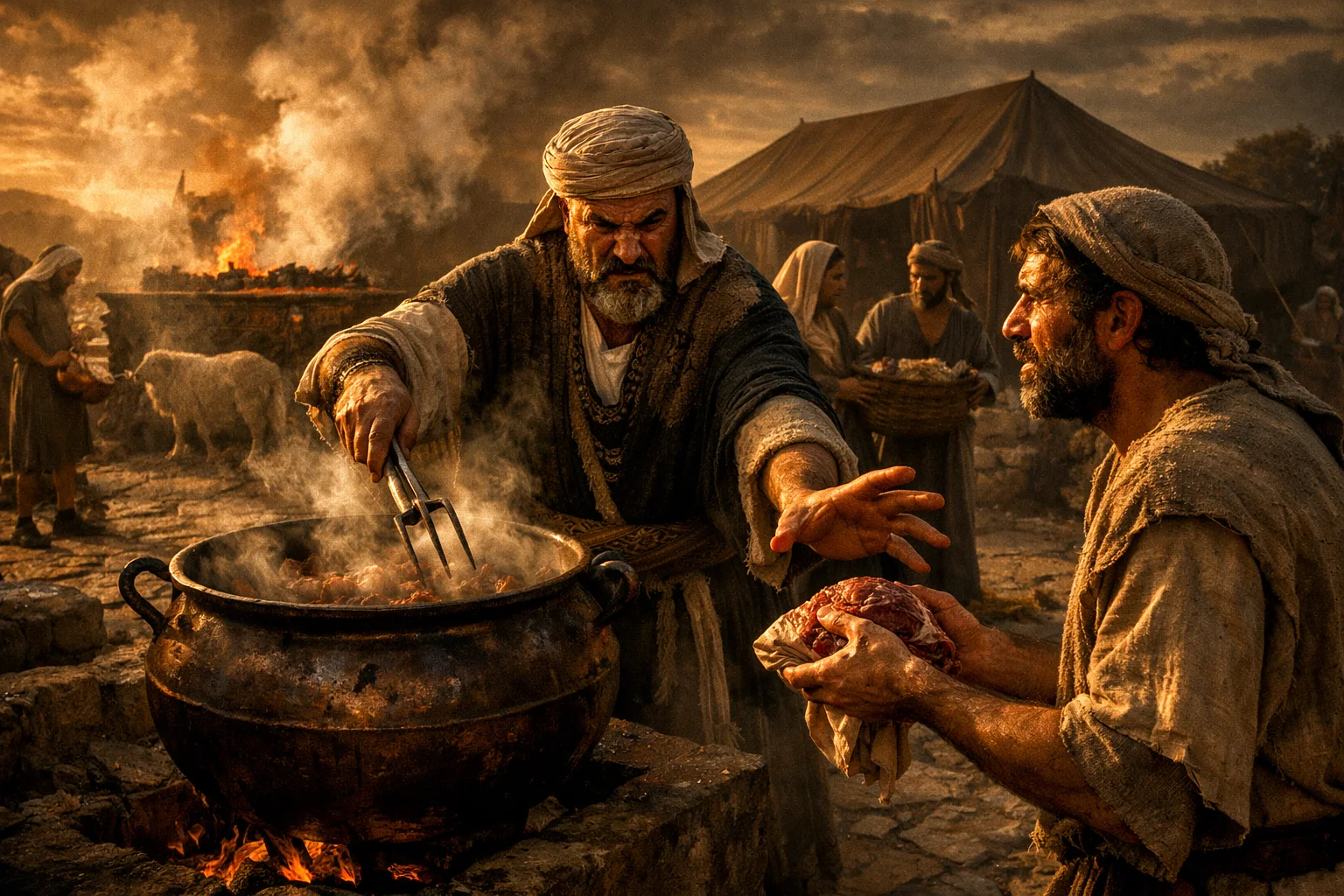 The Priests’ Servants Seize the Offering