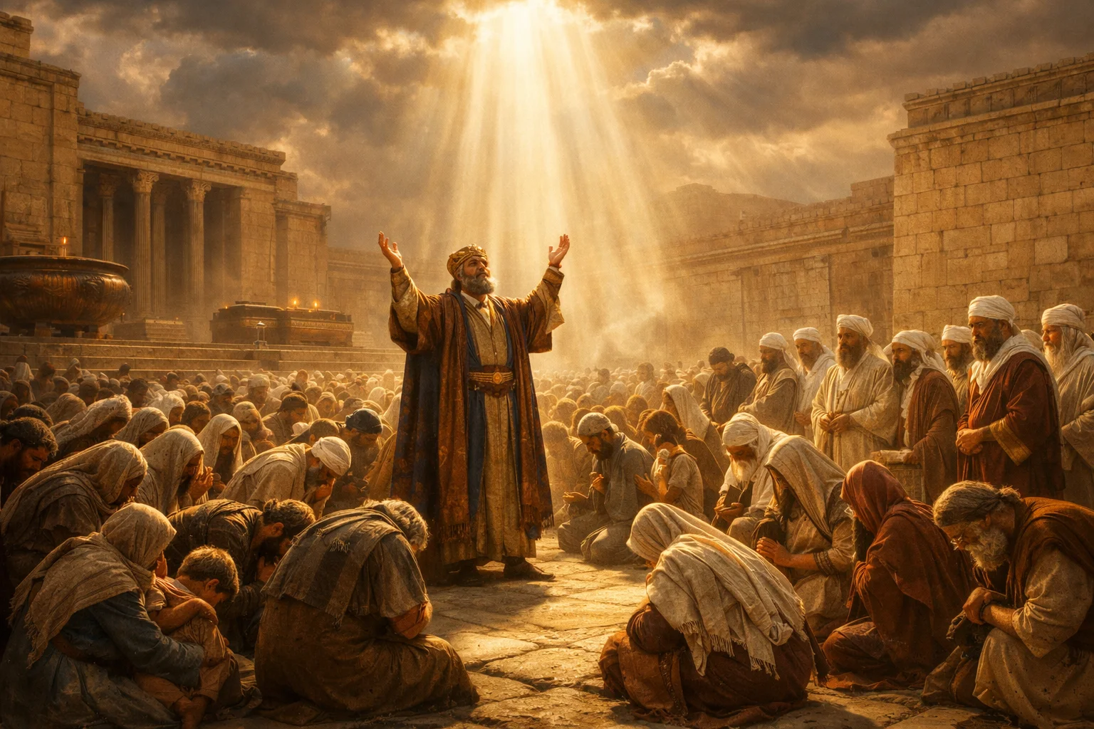 Prayer in the Temple Courtyard