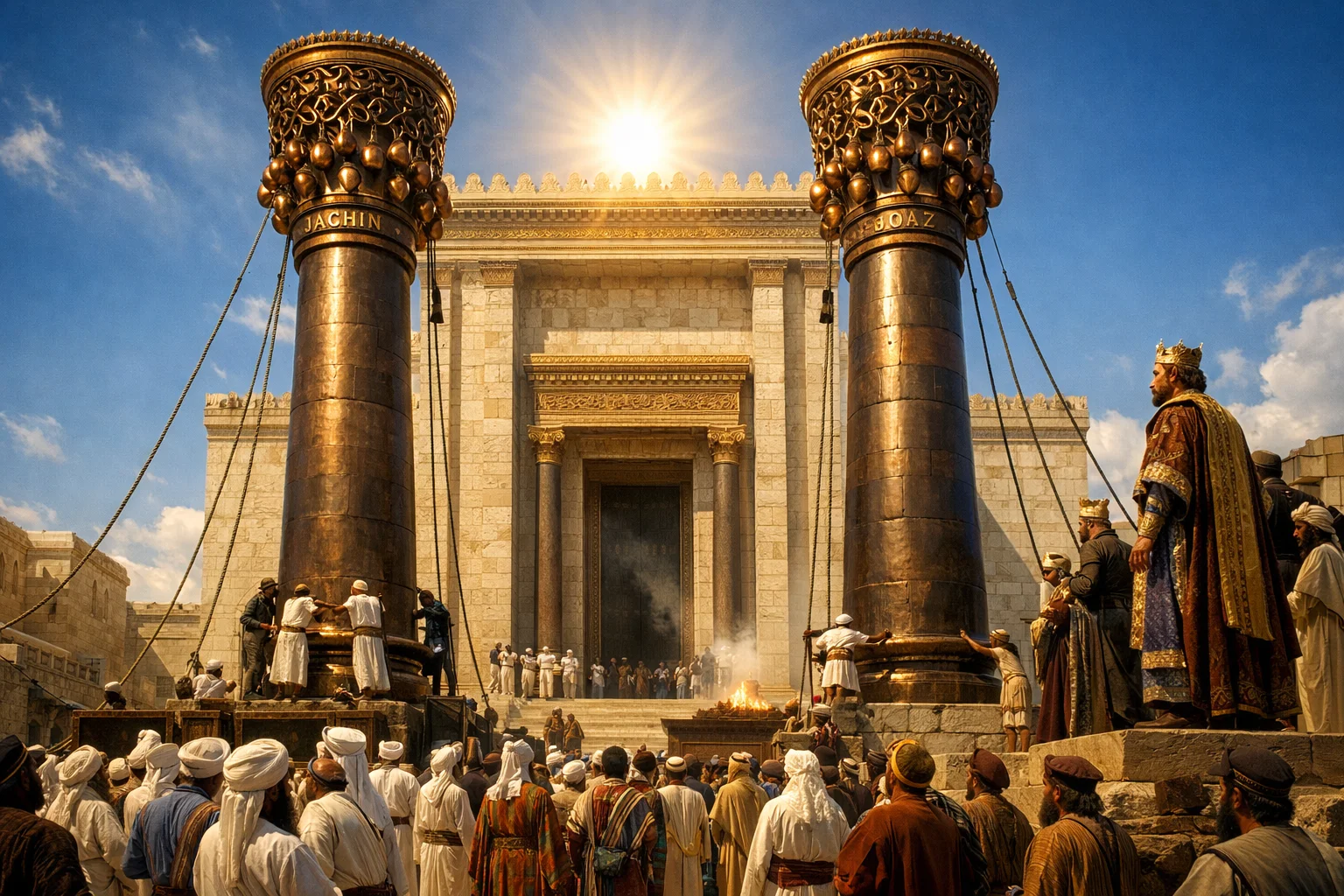 Jakin and Boaz Before the Temple