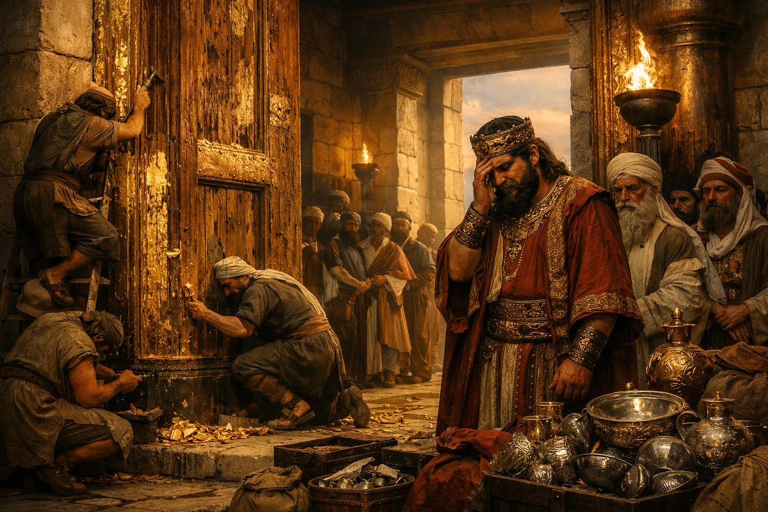 Hezekiah Strips the Temple Gold