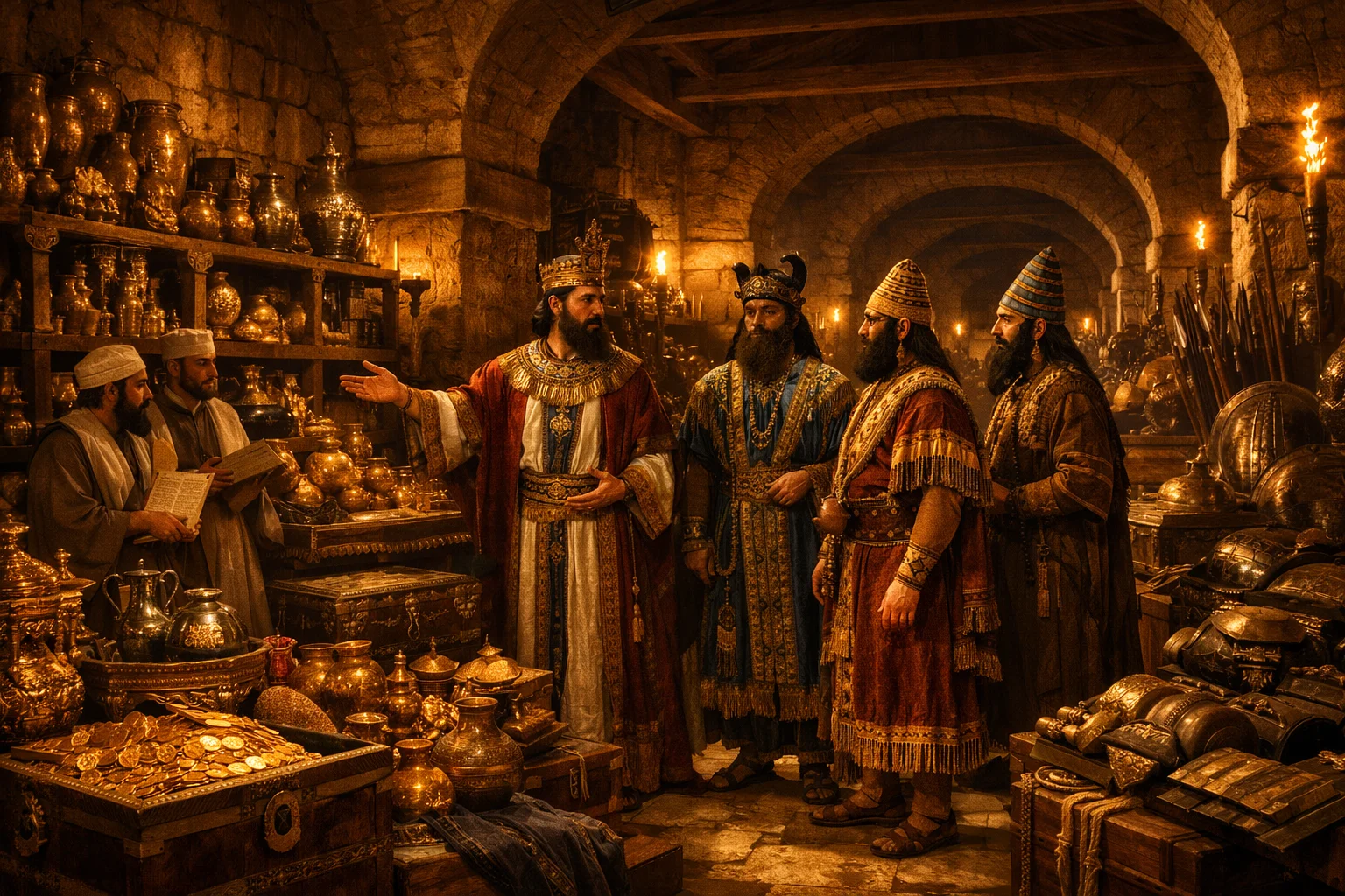 Hezekiah Displays His Treasures to Babylon