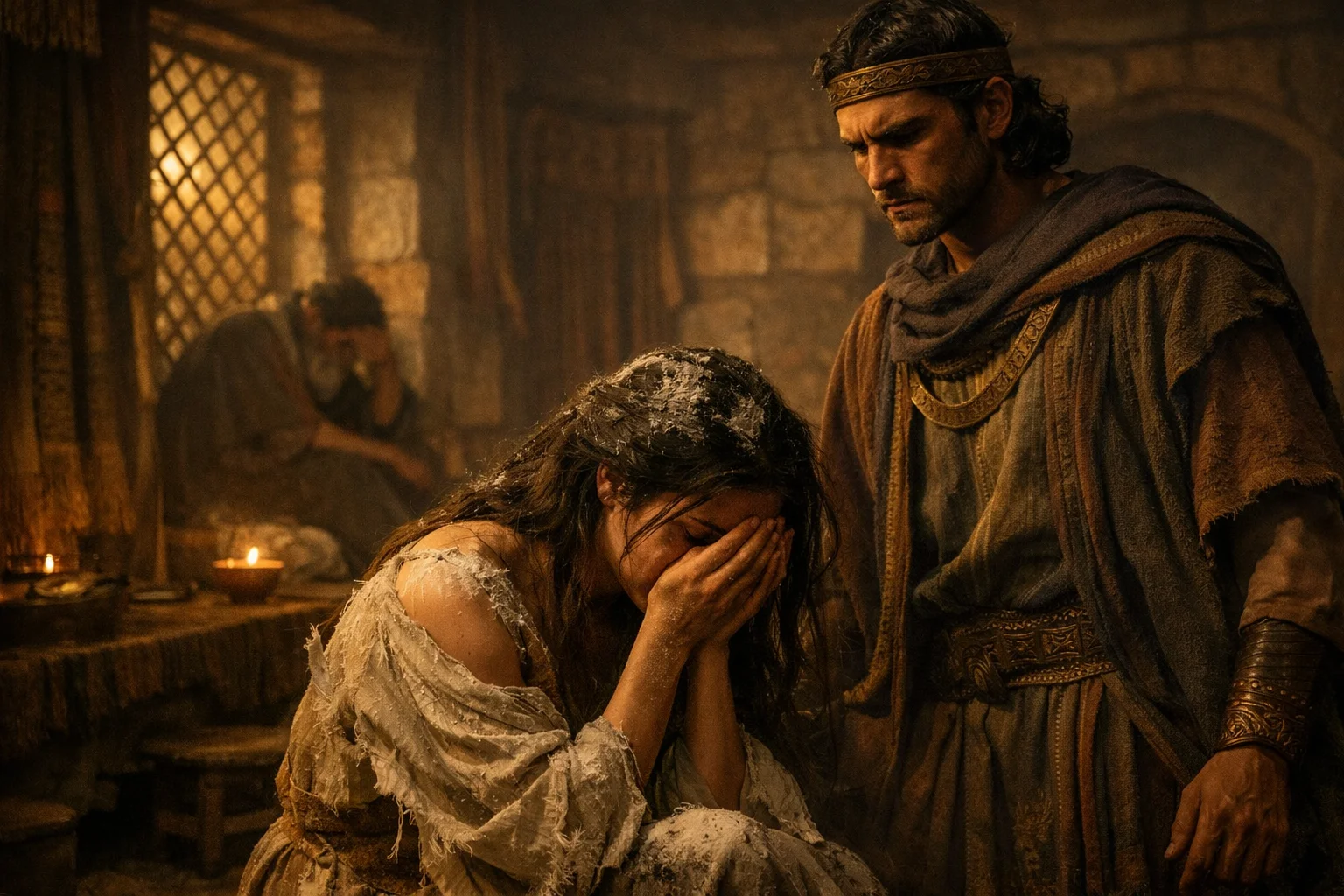 Absalom Receives Tamar in Silence