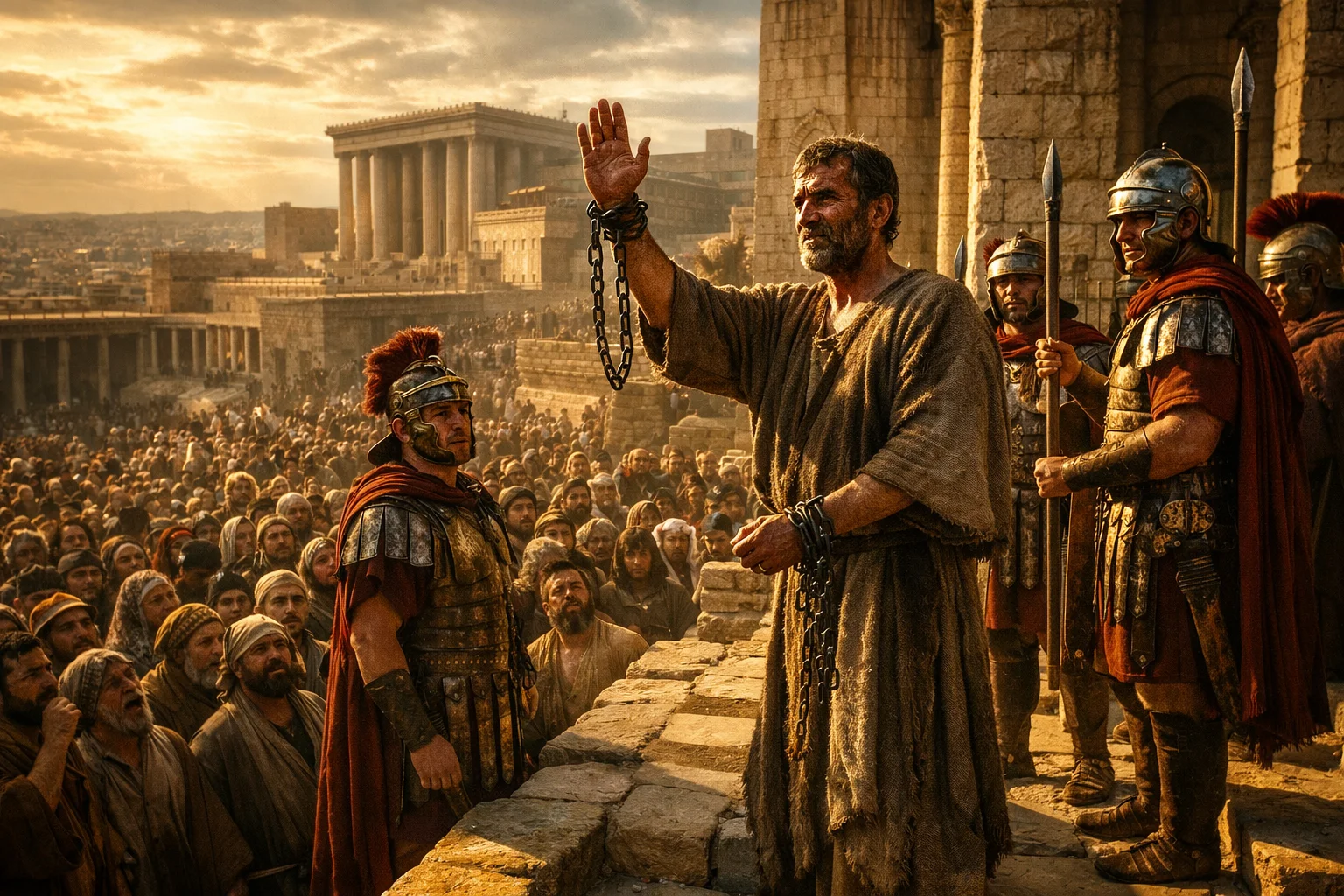 Paul on the Steps Before the Crowd