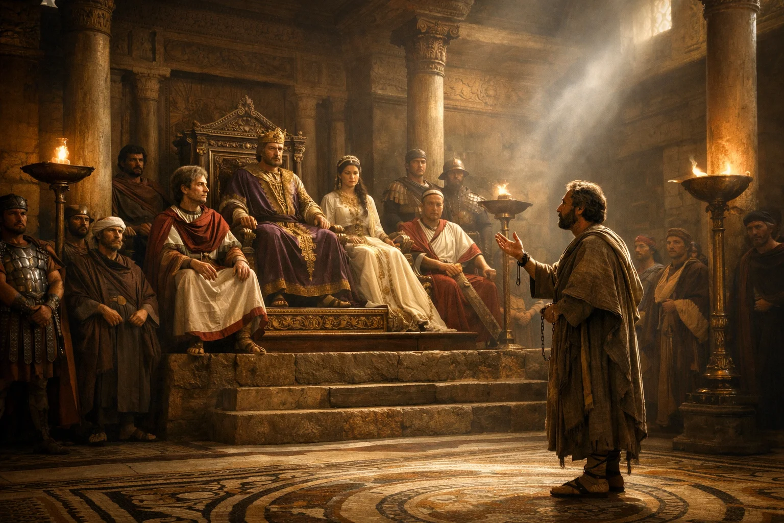 Paul Begins His Defense Before Agrippa