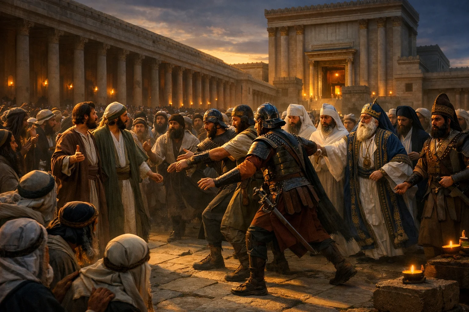 Arrest at the Temple Courts