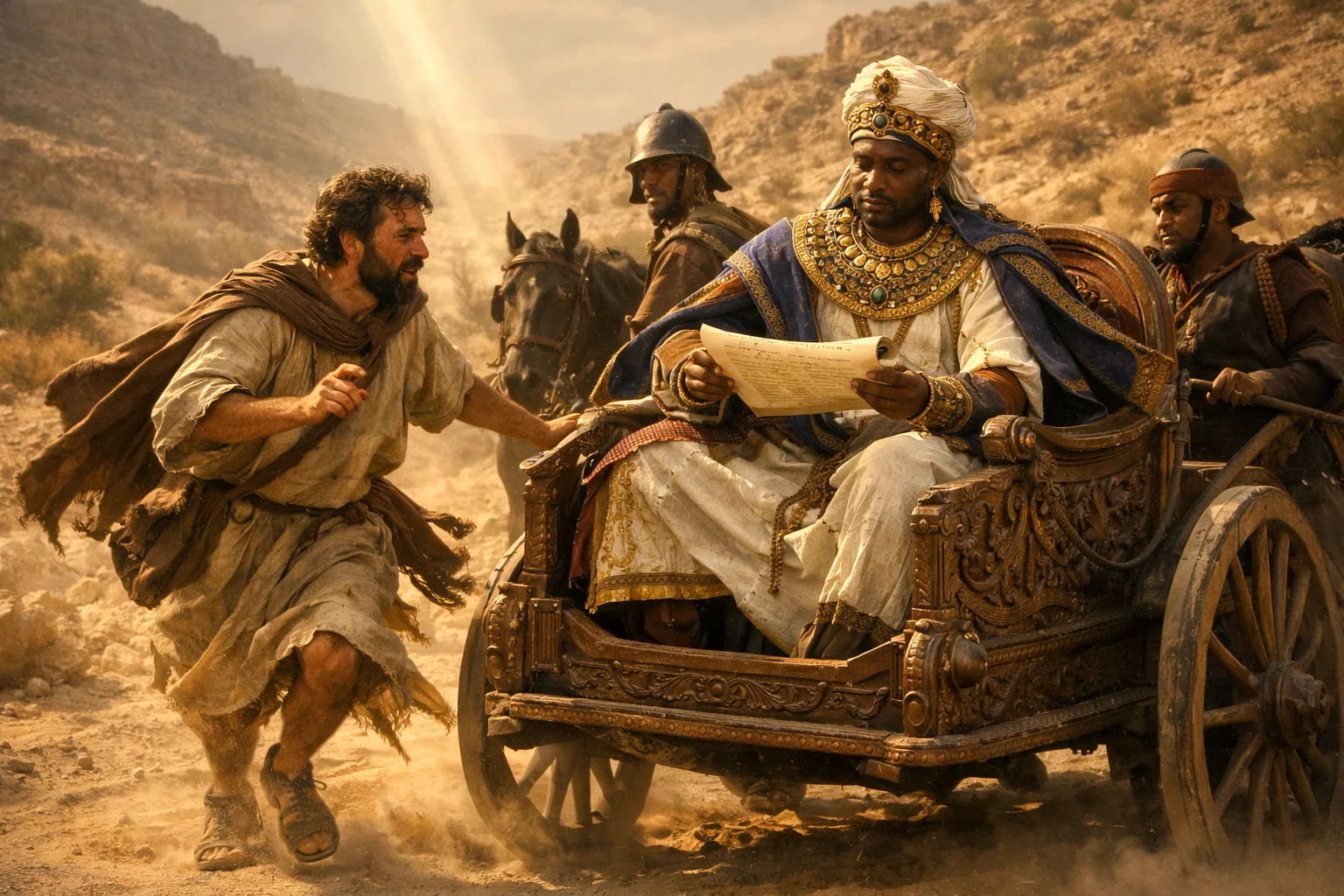 Philip Meets the Ethiopian on the Desert Road