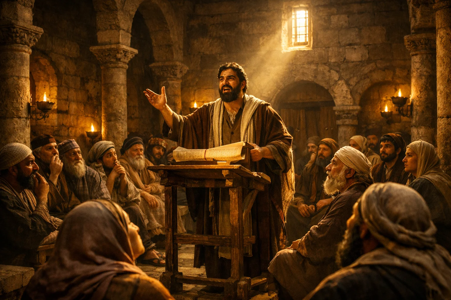 Saul Preaches Christ in the Synagogue