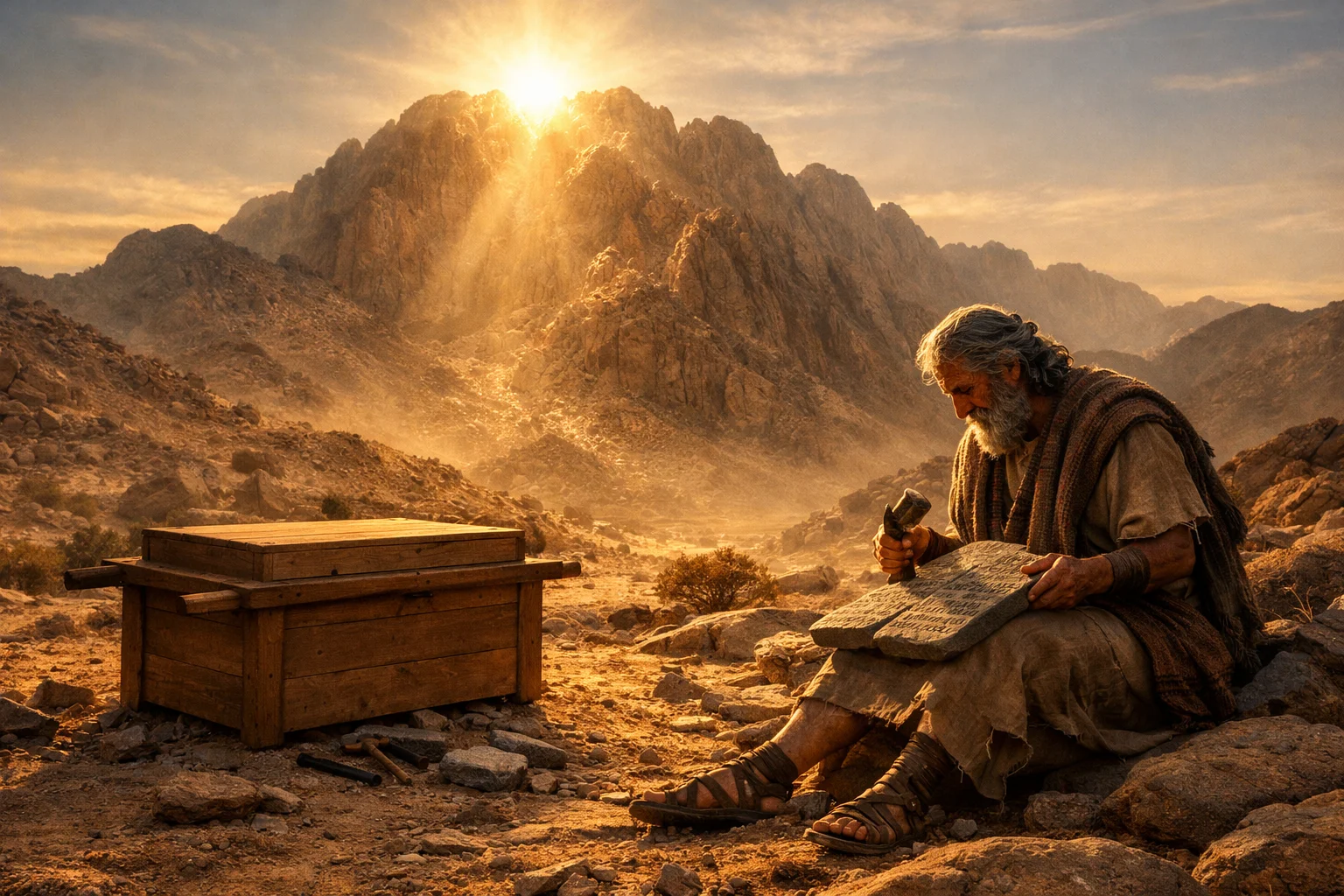 Moses Carves New Tablets