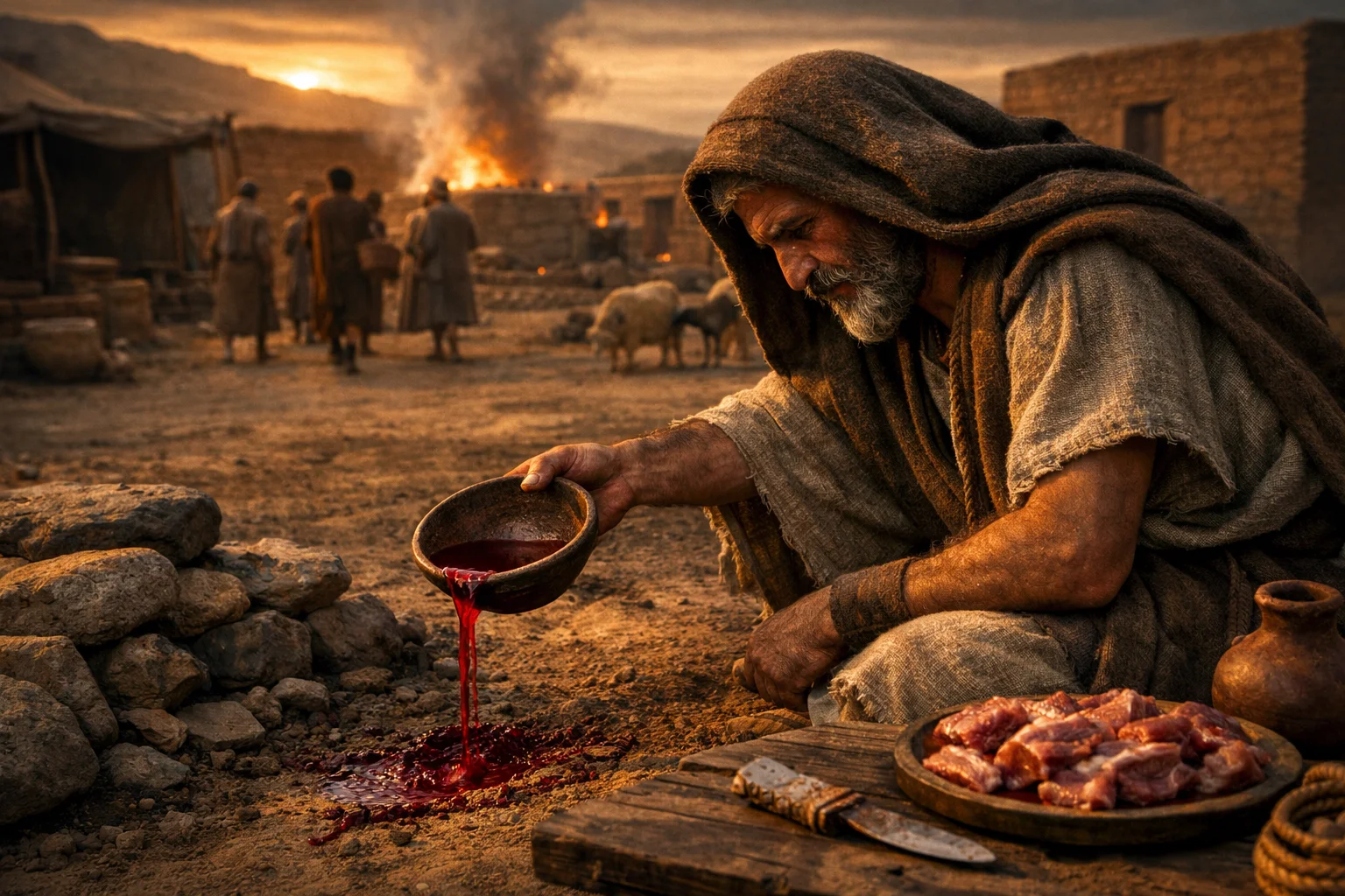 Blood Poured on the Ground