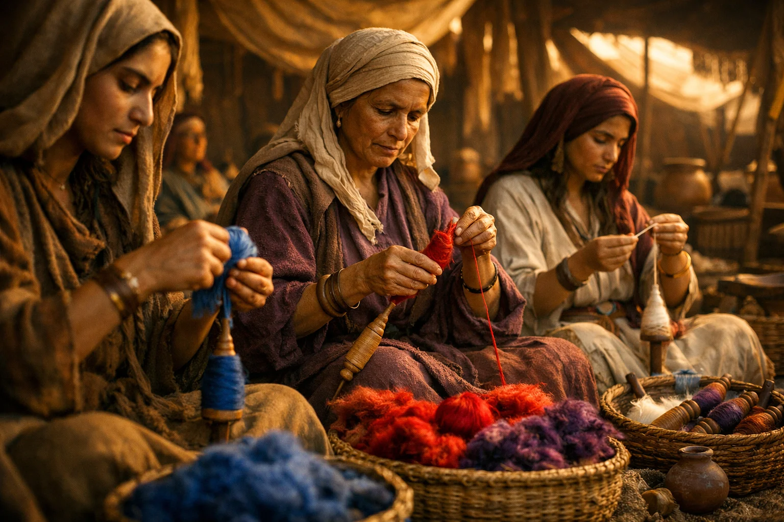 Skilled Women Spin the Sacred Threads