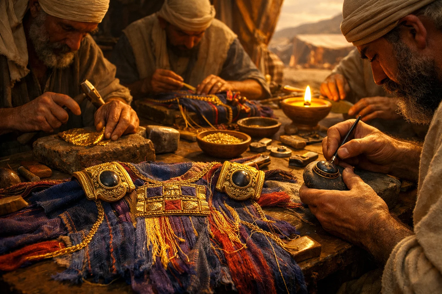 Crafting the Ephod of Gold and Colored Yarn