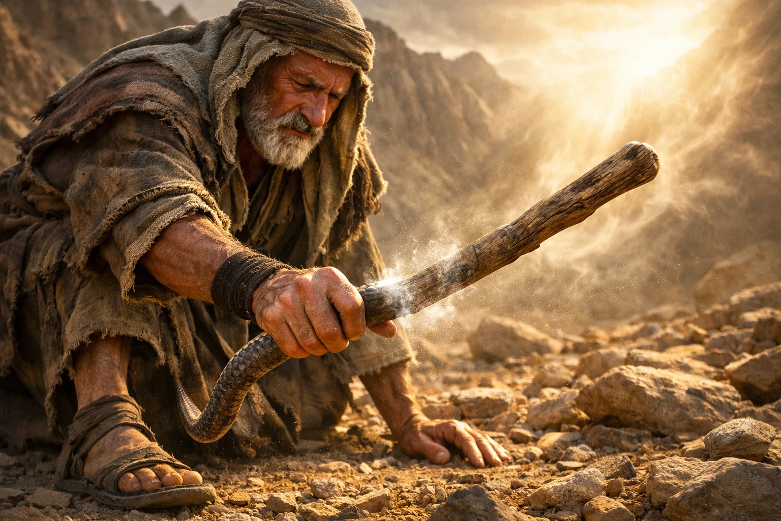 The Serpent Returns to a Staff