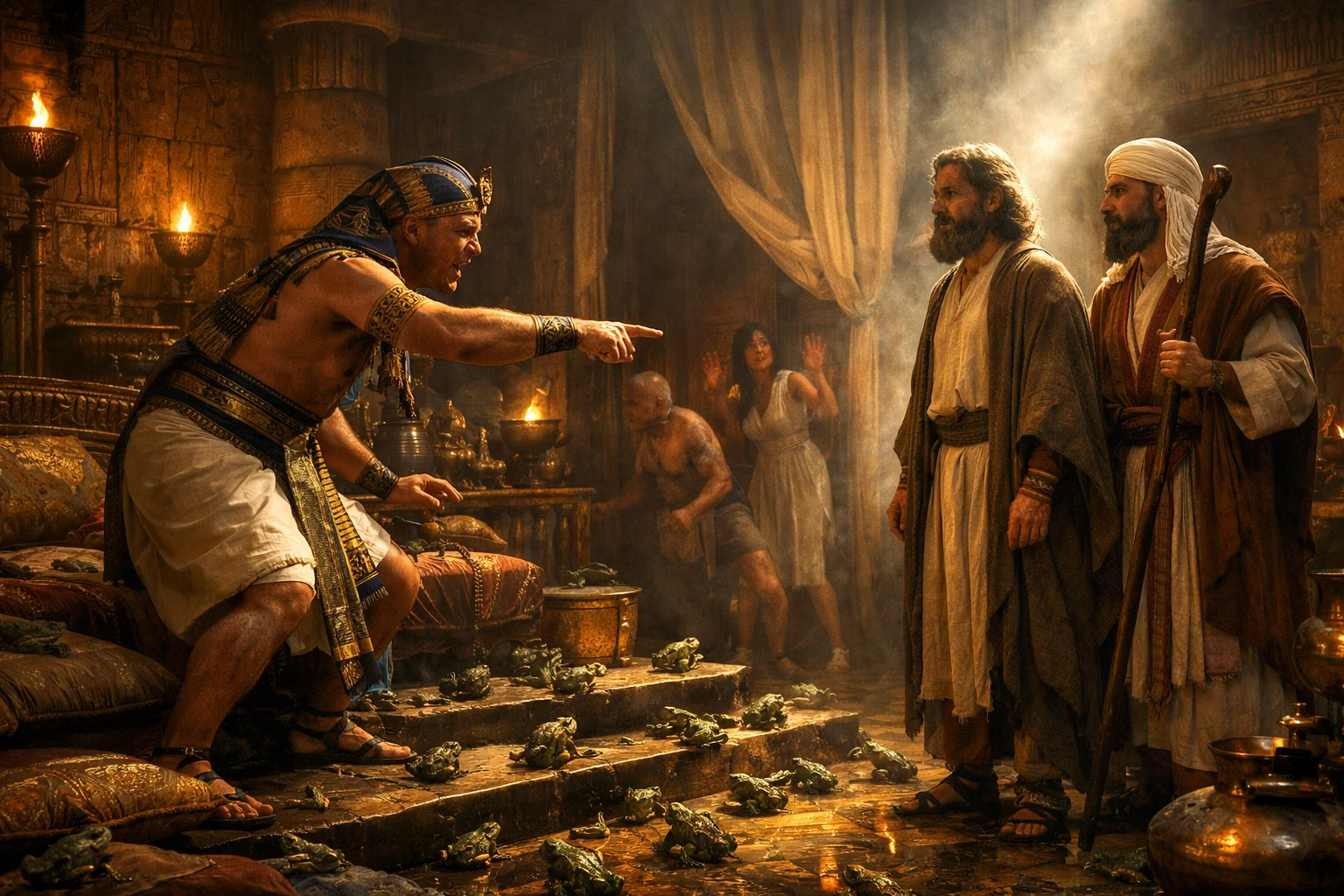 Pharaoh Pleads as Frogs Fill the Palace