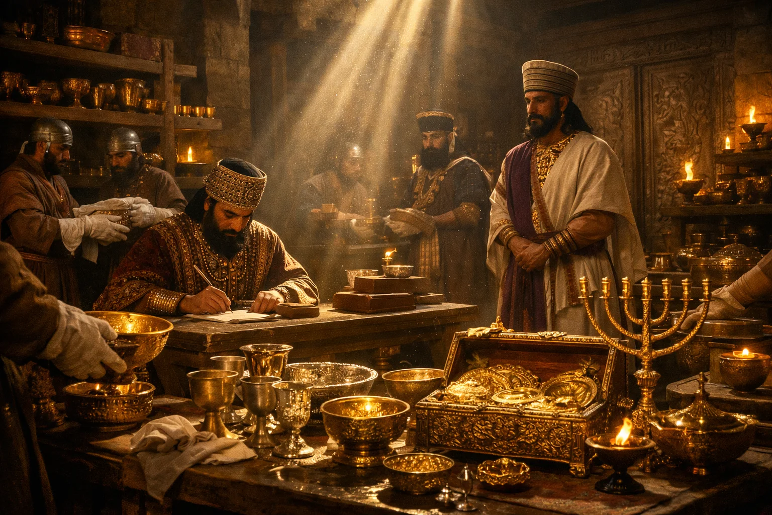 The Temple Treasures Are Brought Out