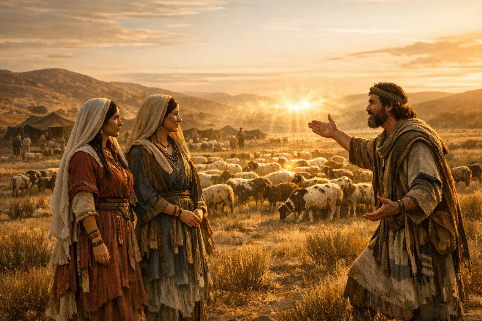 Jacob Speaks with Rachel and Leah in the Field
