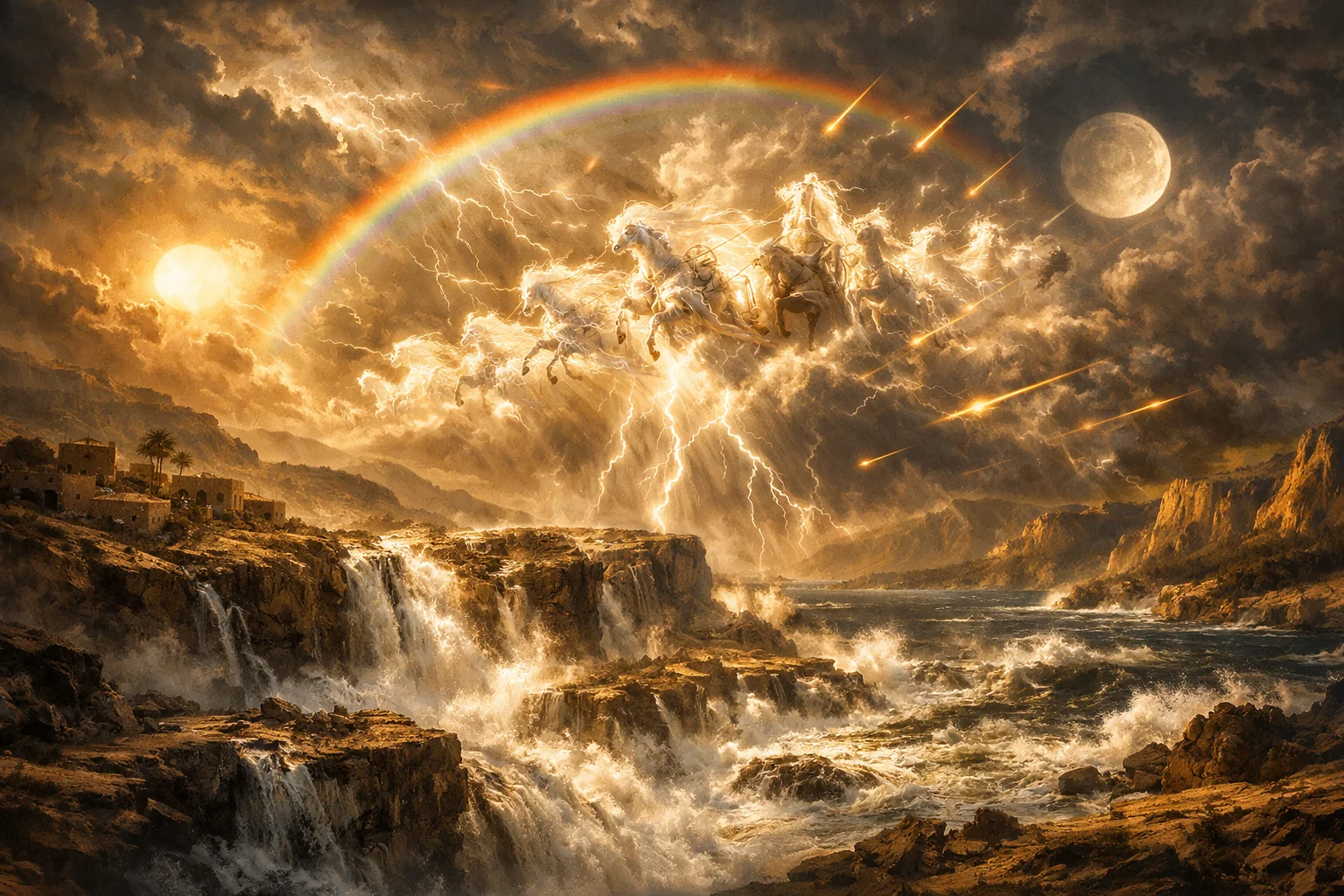 Divine Chariots Over Waters