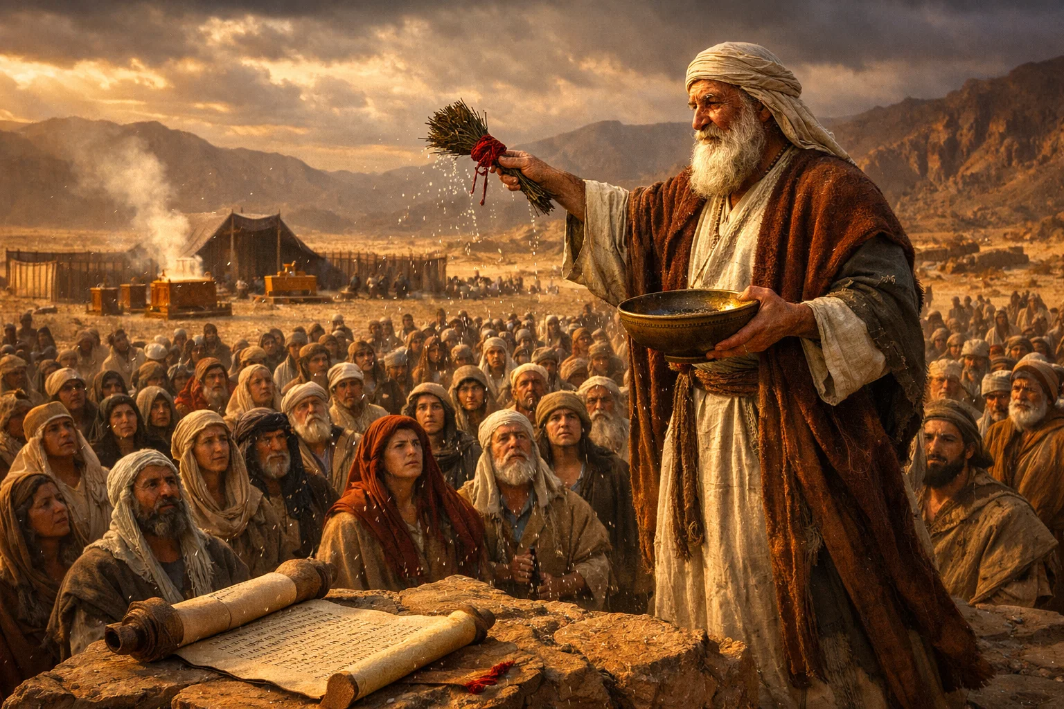 Moses Sprinkles the Blood of the Covenant