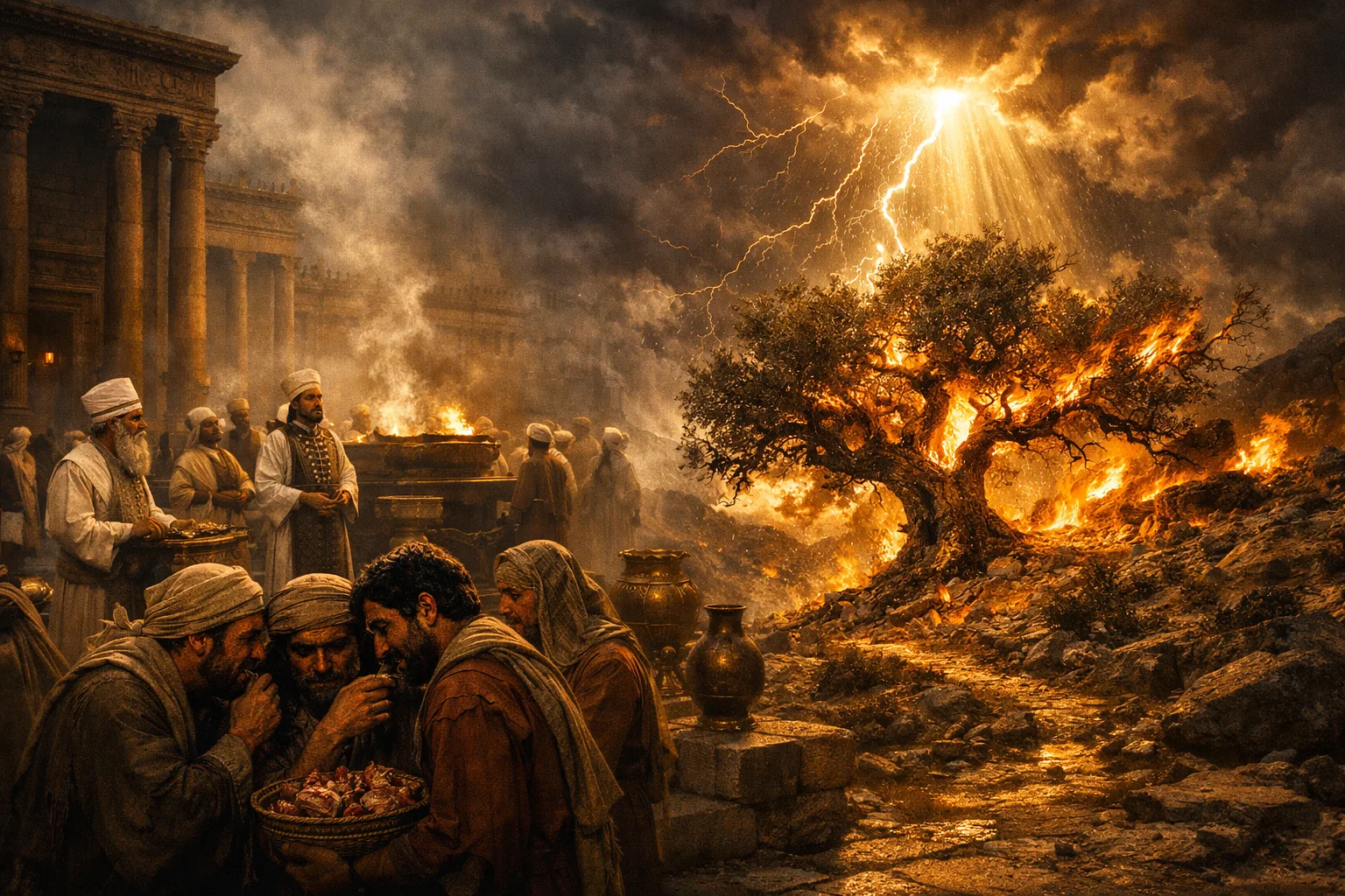 A Defiled Temple and the Burning Olive Tree