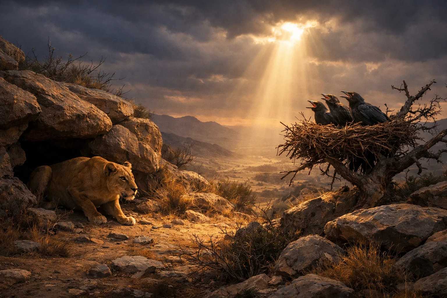 God Provides for Lion and Raven