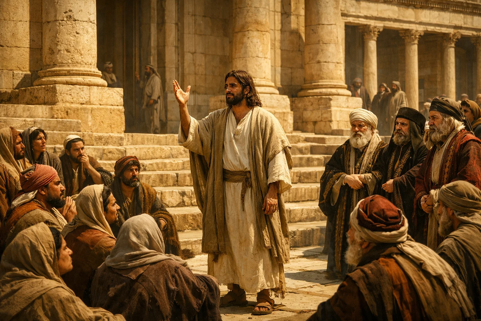 Jesus Teaches in the Temple Courts