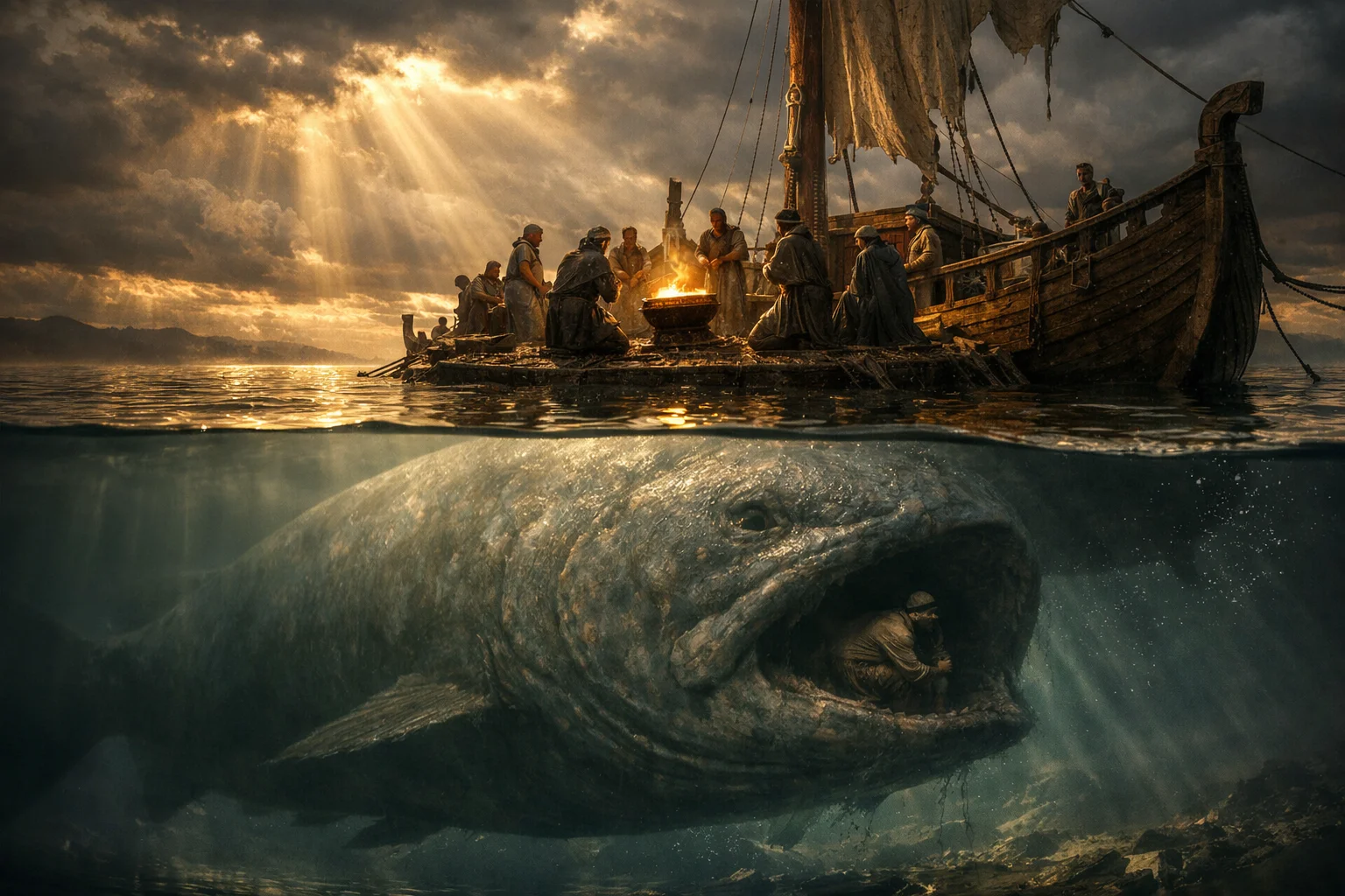 Calm Sea and the Great Fish