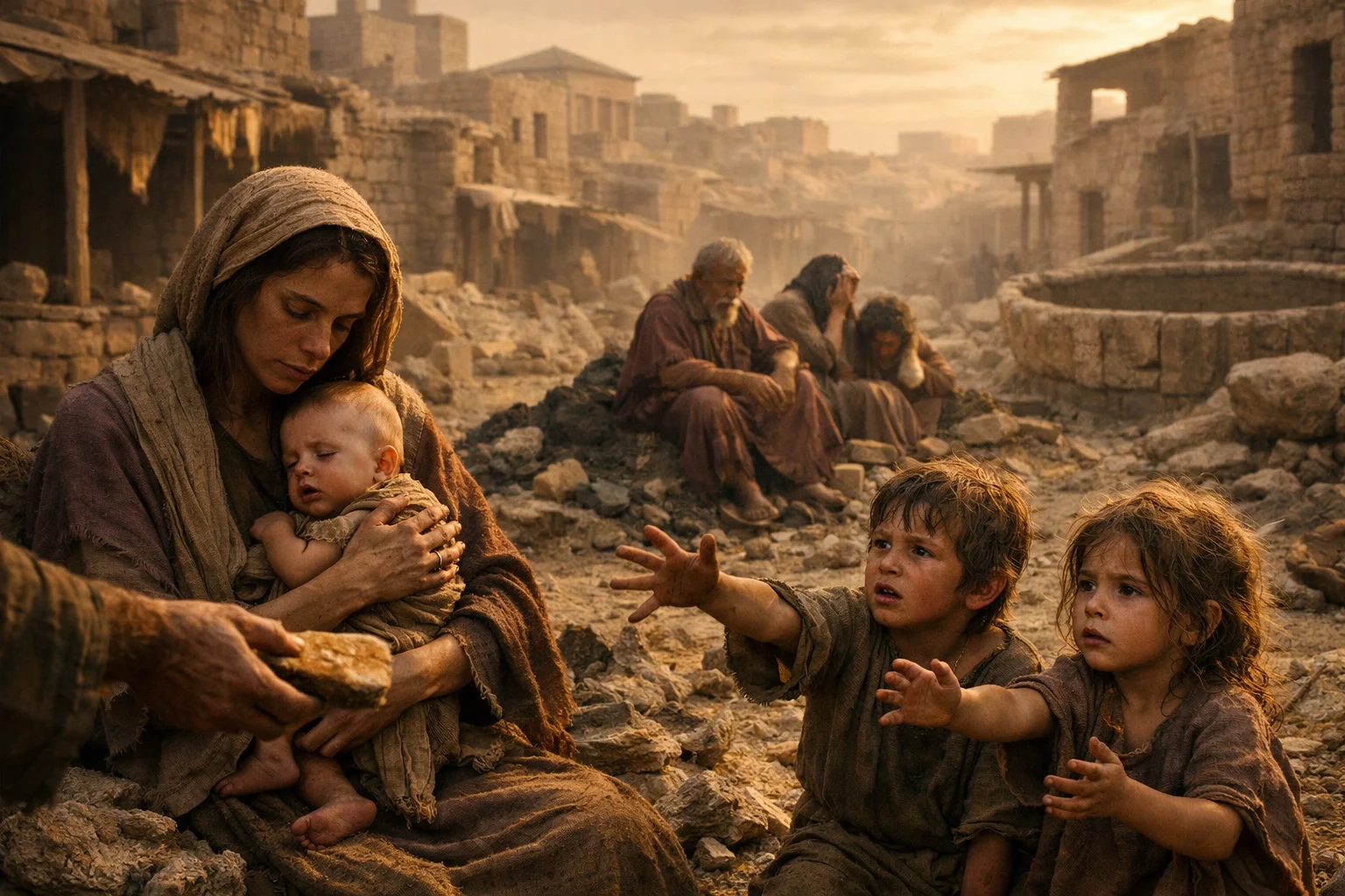Children Crying from Famine
