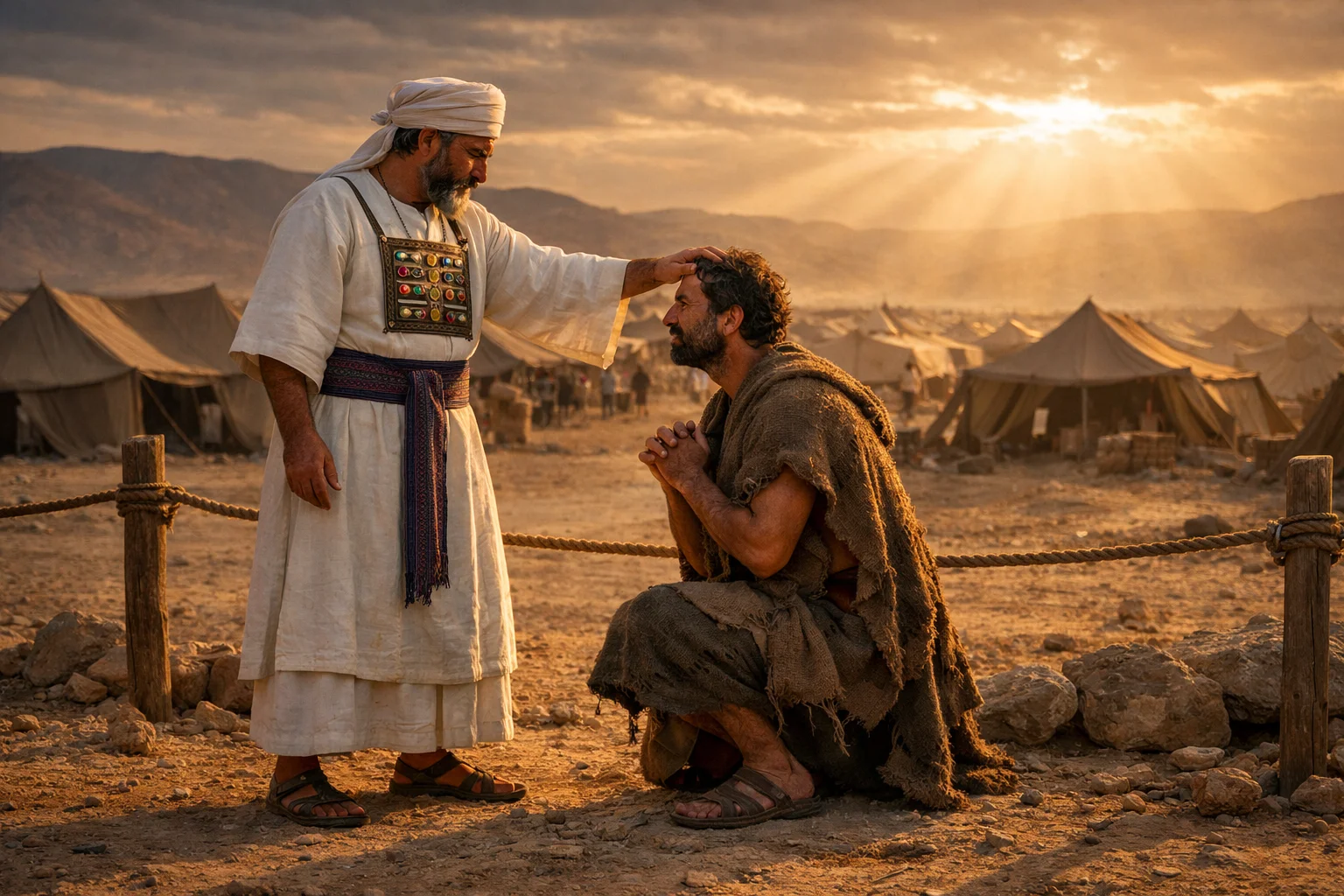 The Priest Examines the Healed Person Outside the Camp