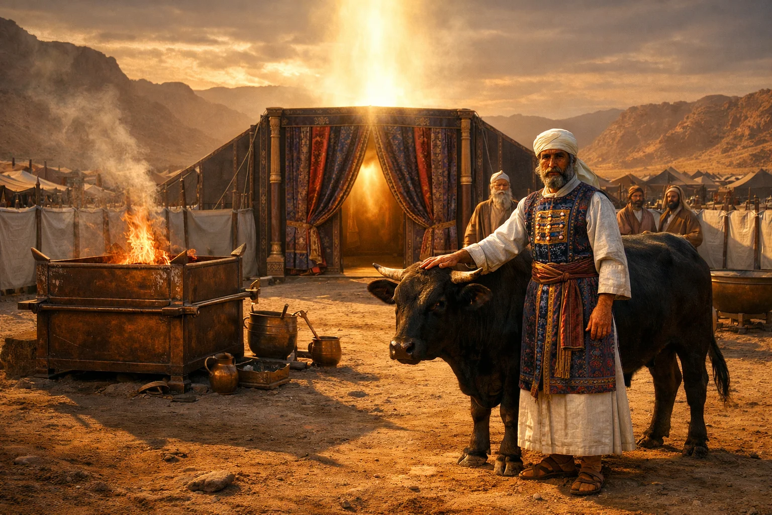 The Priest Brings the Bull Before the Tent