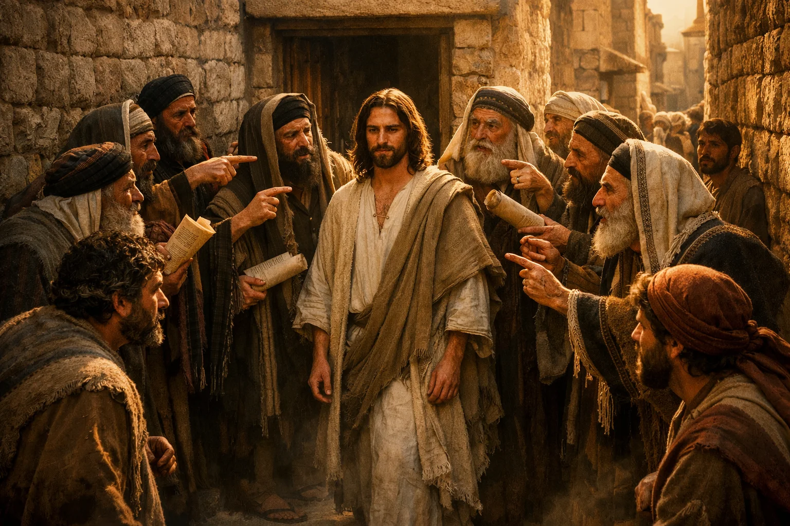 Religious Leaders Besiege Jesus with Questions