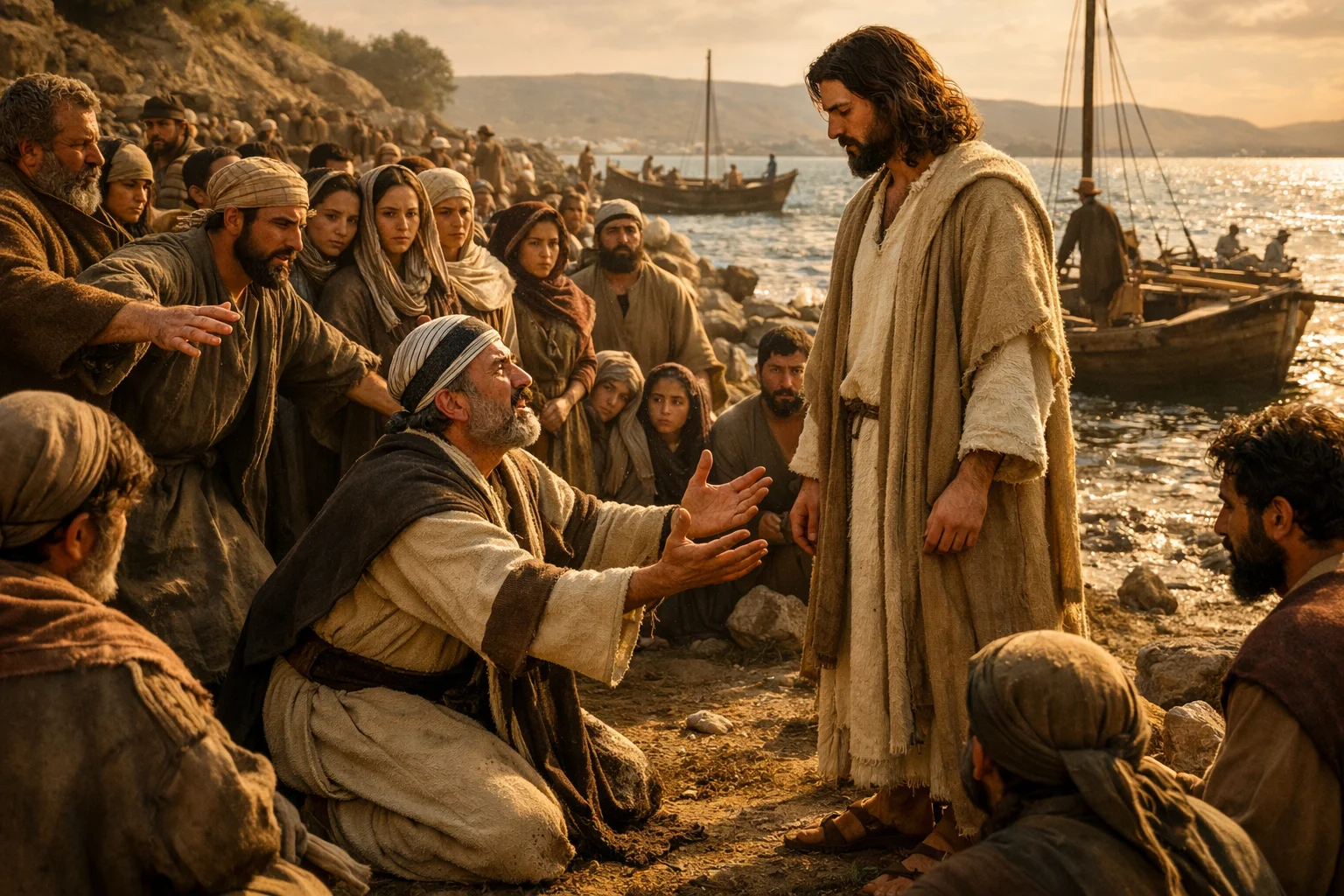 Jairus Falls at Jesus’ Feet