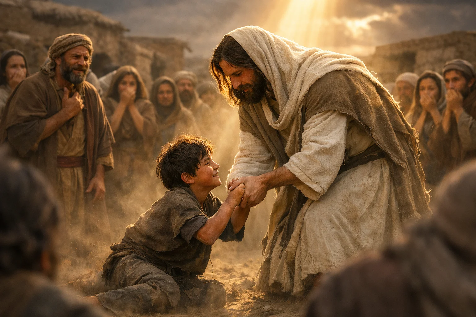 Jesus Lifts the Boy to His Feet