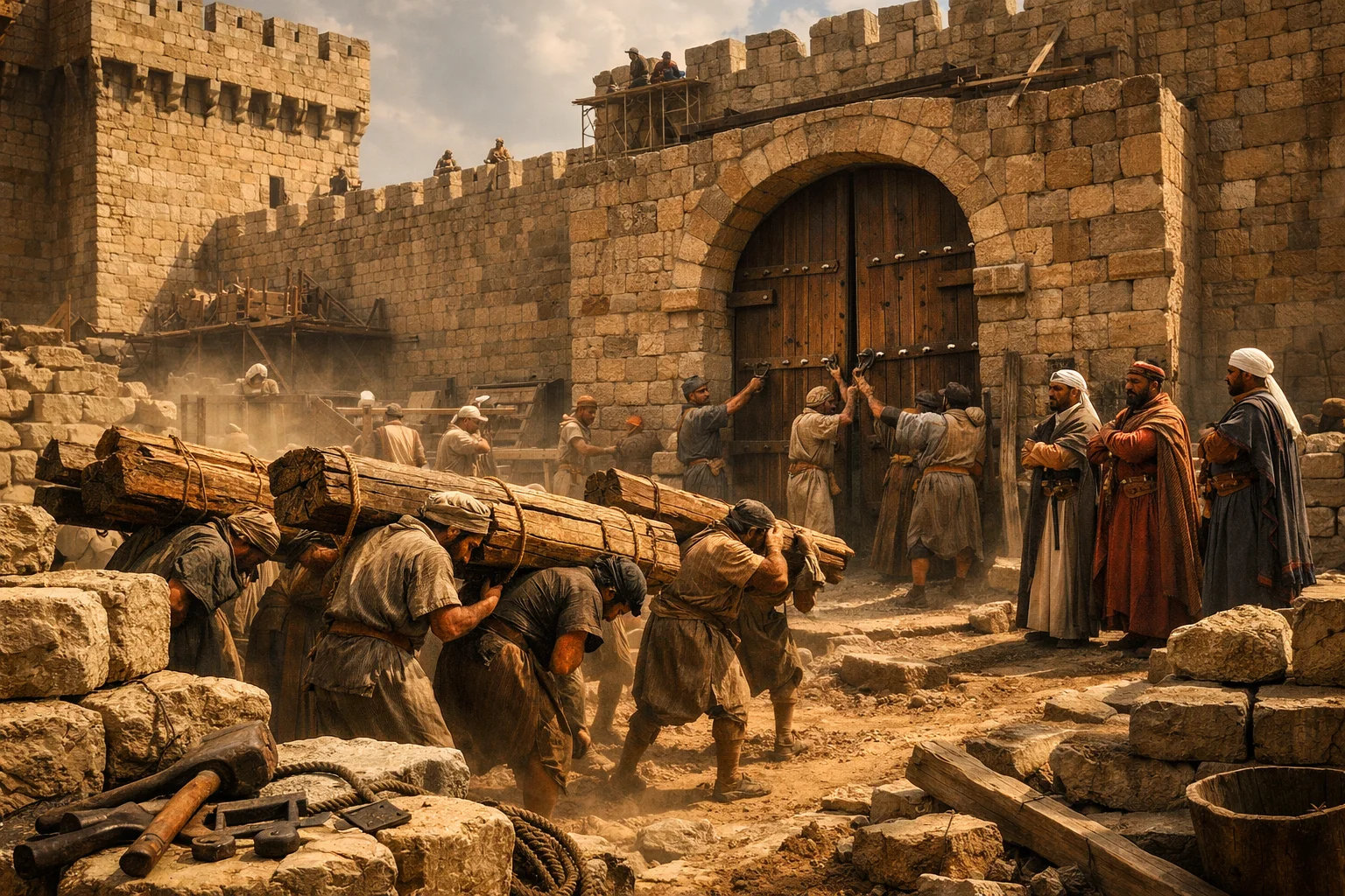 Builders at the Fish Gate