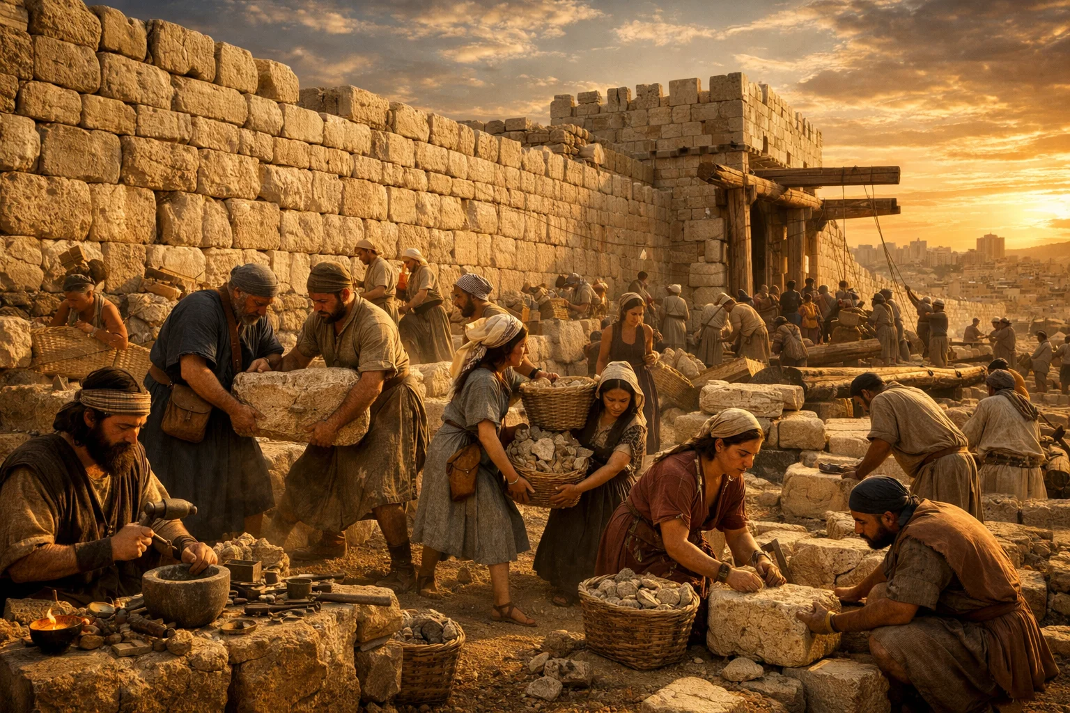 Craftsmen Restore the Broad Wall