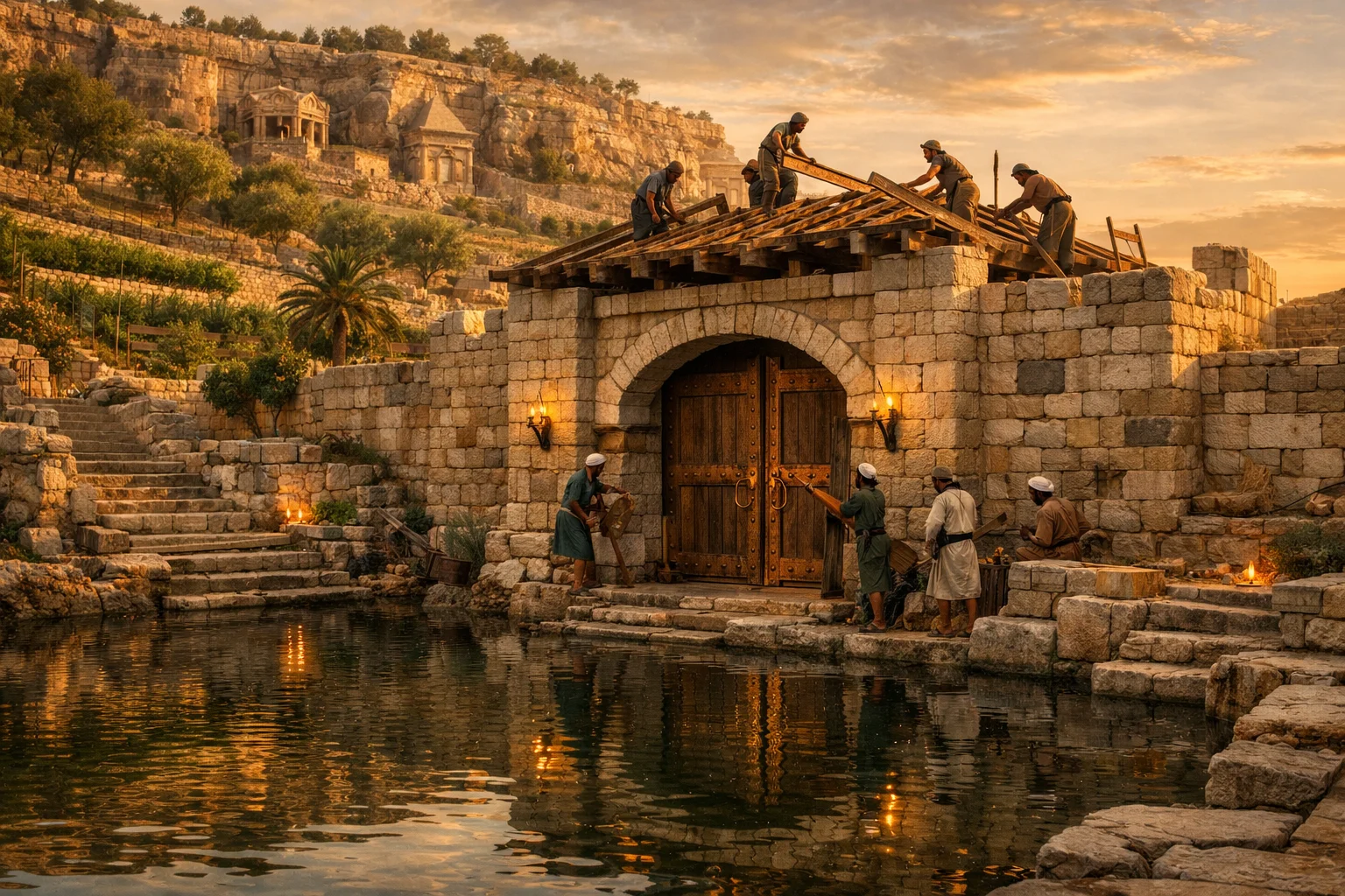 By the Fountain Gate and Pool of Siloam