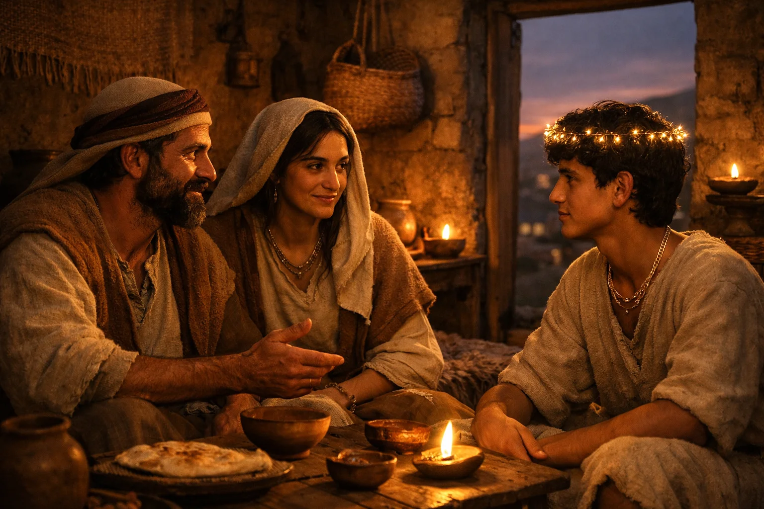 A Father and Mother Instruct Their Son