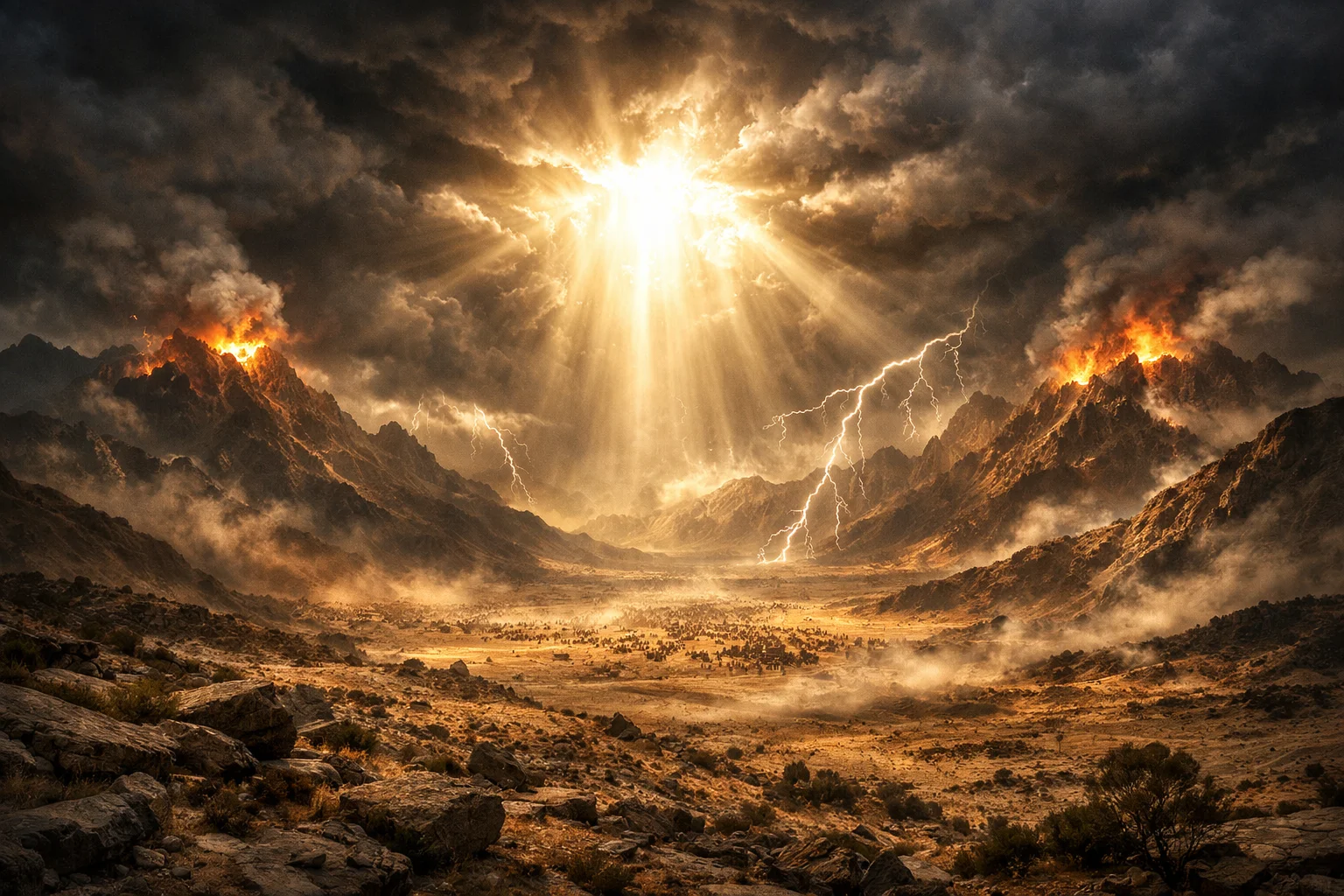 The Heavens Part and the Mountains Smoke