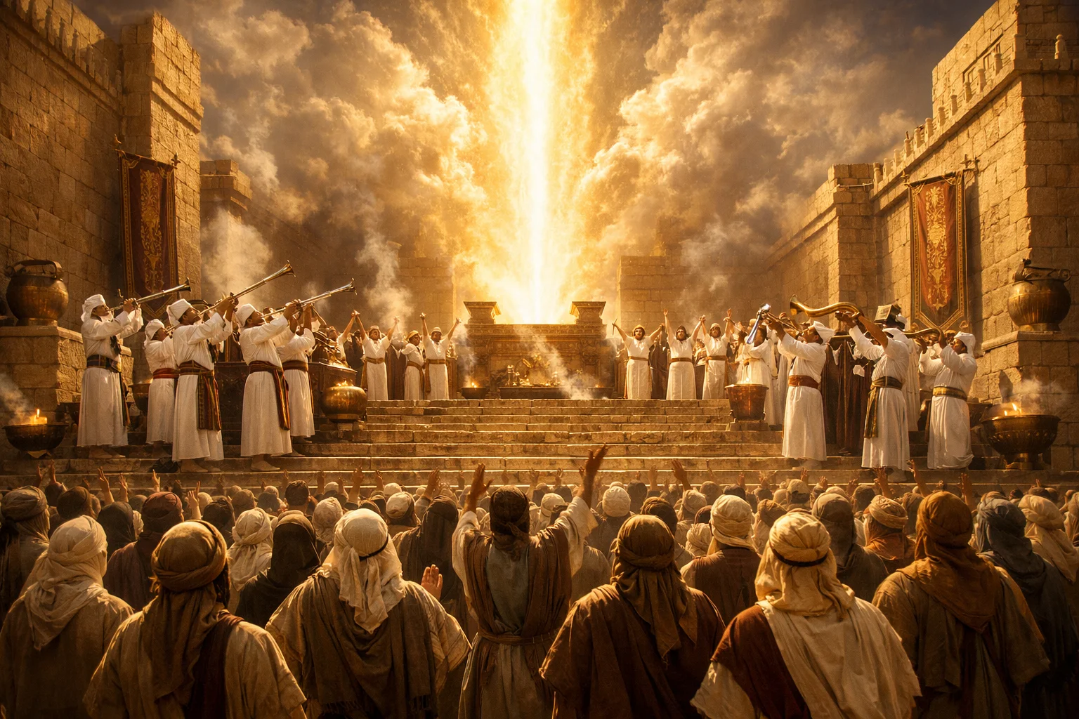 God Ascends with Trumpets