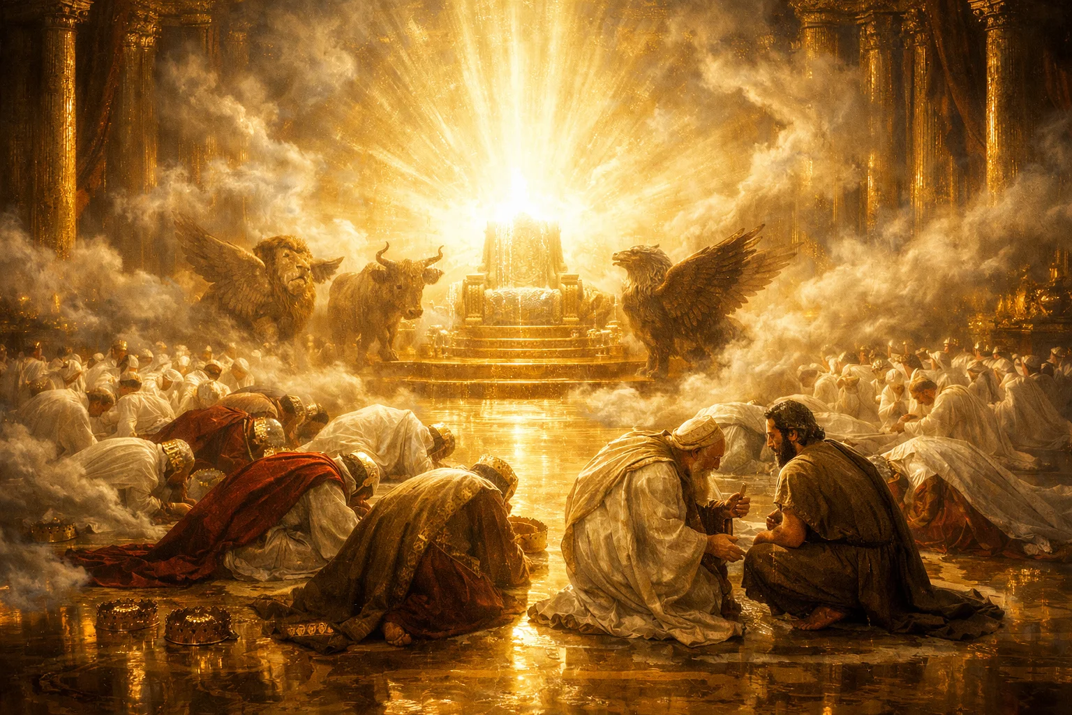 Angels and Elders Fall in Worship