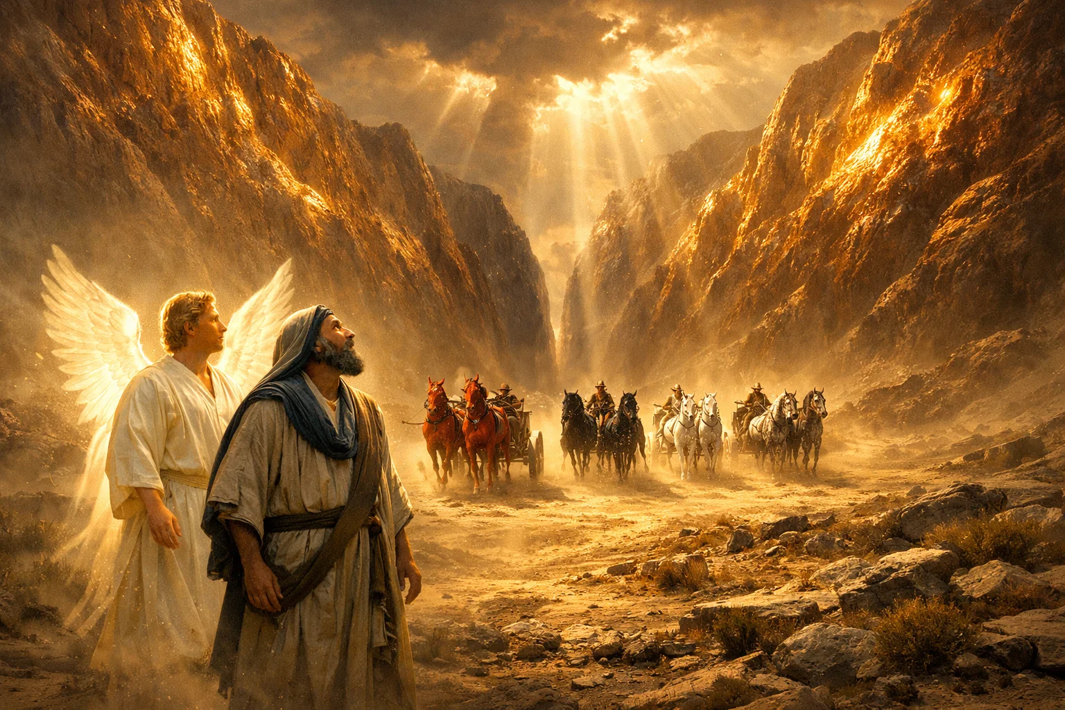 Four Chariots Between Bronze Mountains